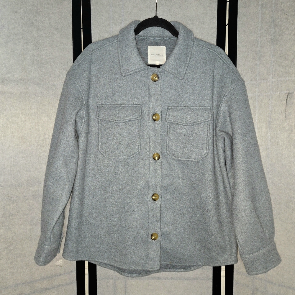 Avec Les Filles Boyfriend Size Medium Shacket Blue Grey Button Front Streetwear
